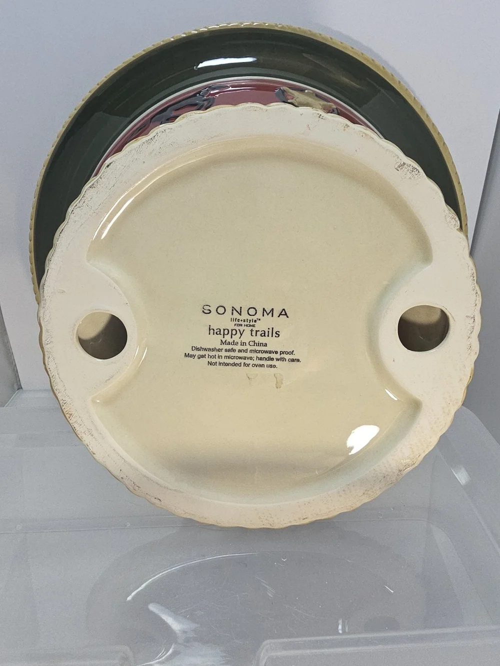 Sonoma 'Happy Trails' Cowboy Pedestal Serving Bowl Western Ranch 12.75